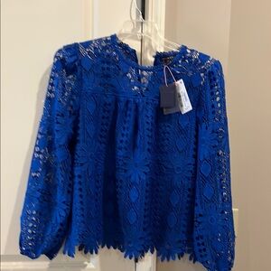 Skies Are Blue Embellished 3/4 Sleeve Blouse in Blue